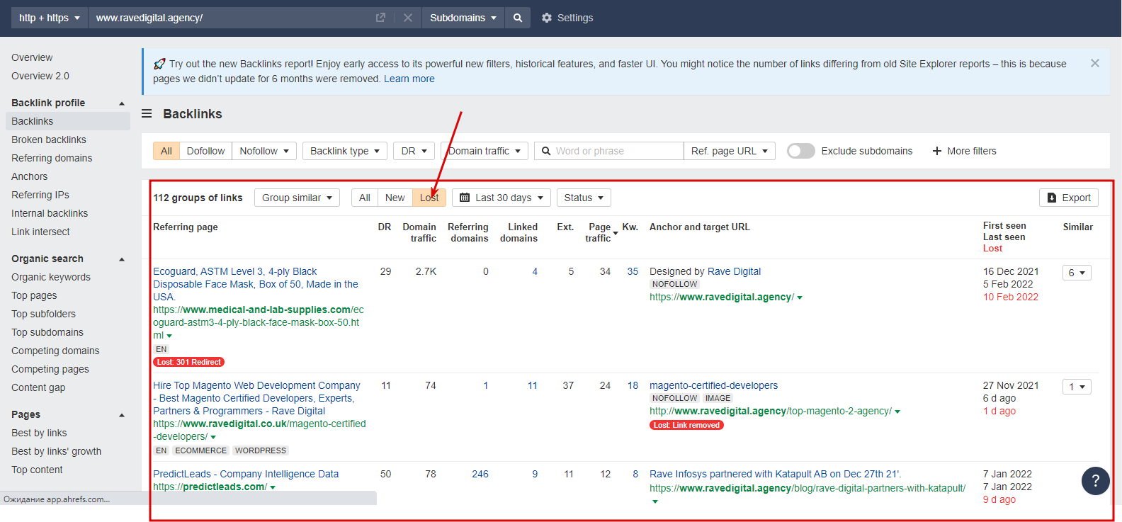 Technical SEO checklist-0075 Backlinks lost