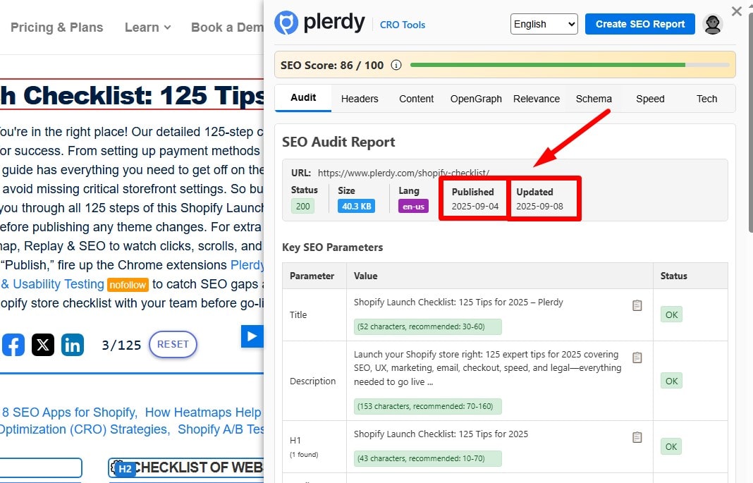 Technical SEO checklist-0052 Current publication and updated dates