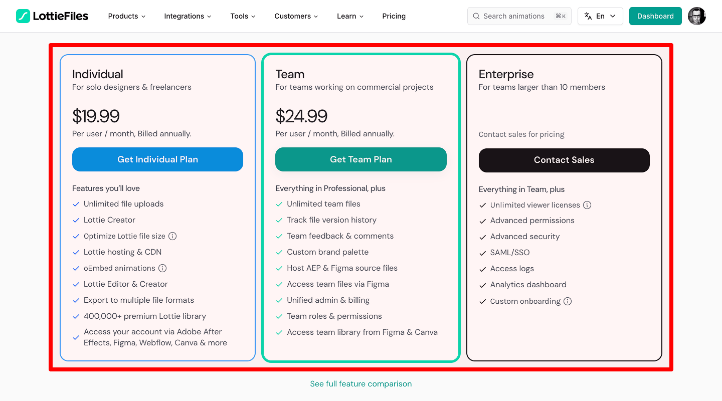 Pricing Page — 3.1 Clear Pricing Table