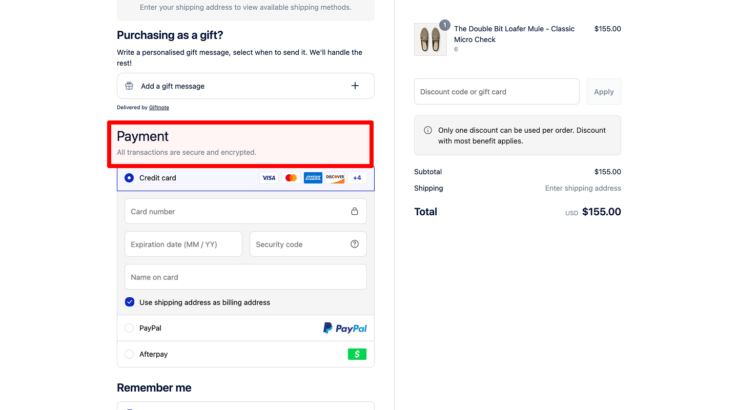 Secure checkout text