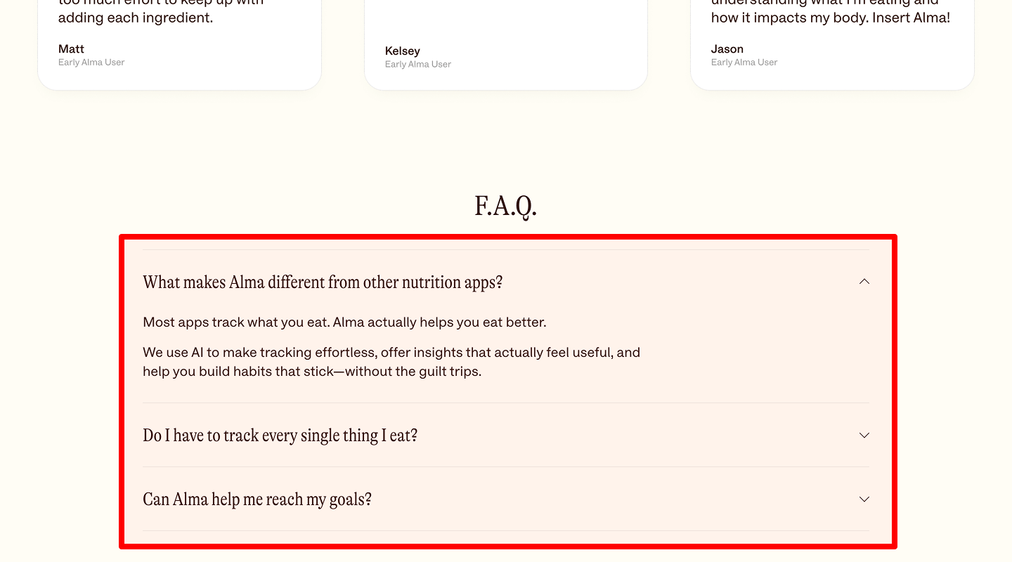 Landing Page Checklist — FAQ accordion