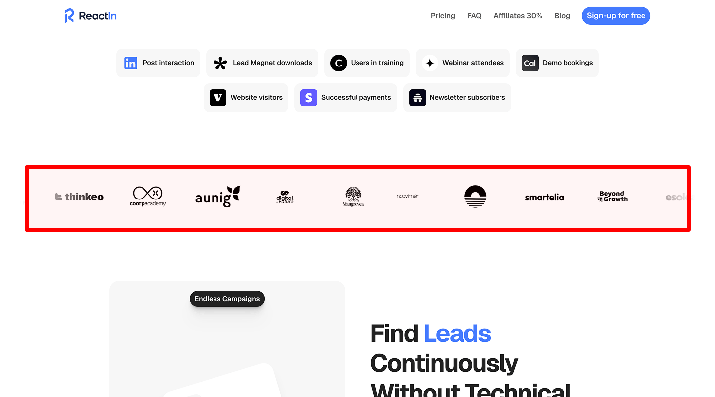 Landing Page Checklist — Client logos