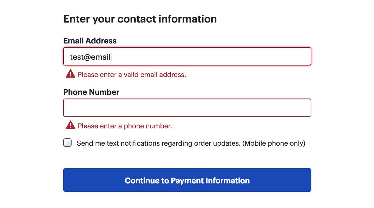 Ошибки формы и помощь