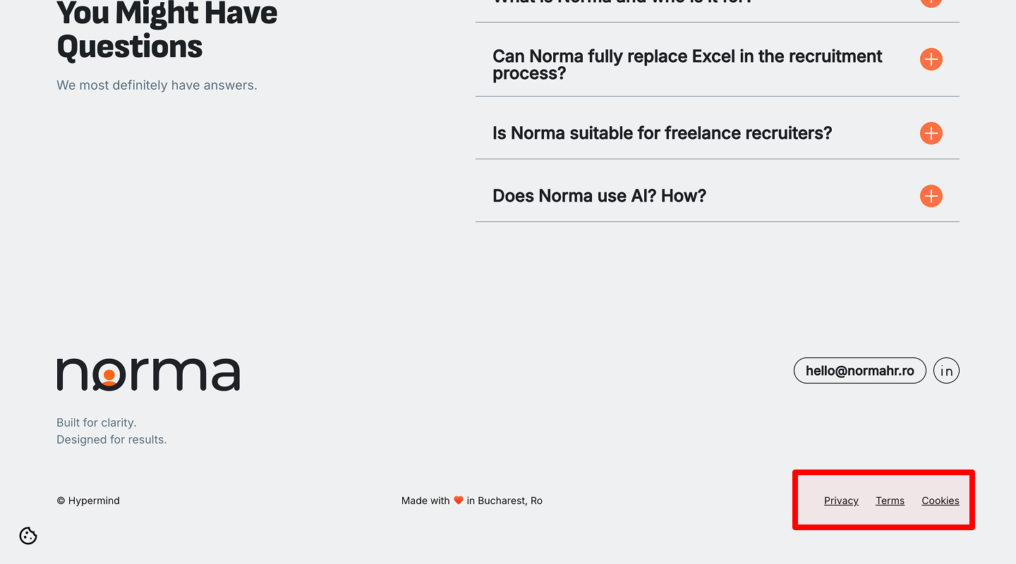 Landing Page Checklist — Legal info