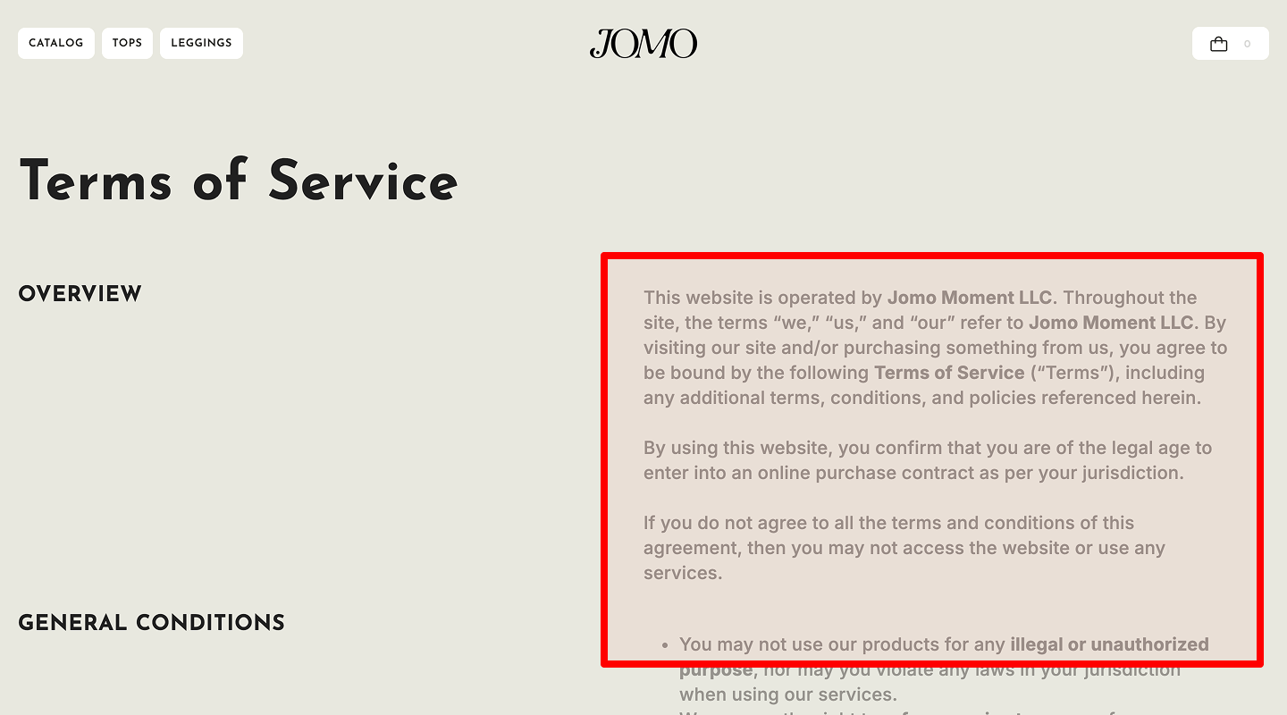 Landing Page Checklist — Policies