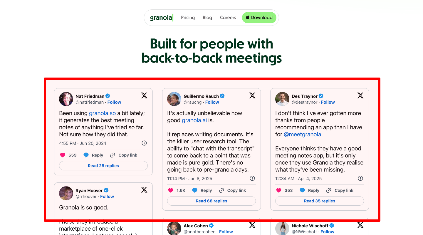 Landing Page Checklist — Short testimonials